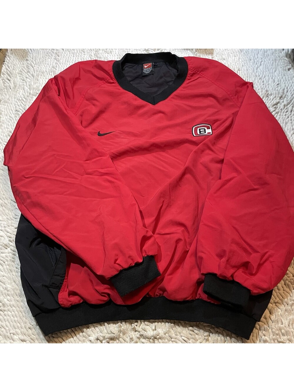 Vintage Bradley Braves Nike Pullover Jacket Windbreak XXL Mesh Red Black Pockets